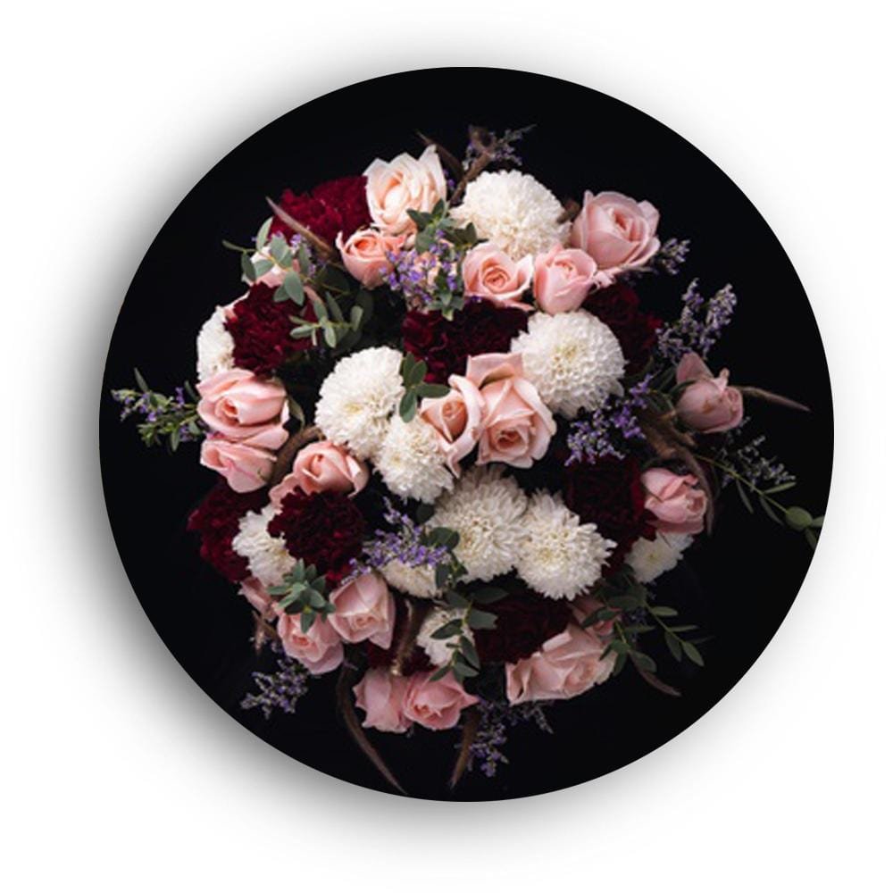 Pretty in Pink Flowers matte-finish canvas by The Artment, gold ring frame