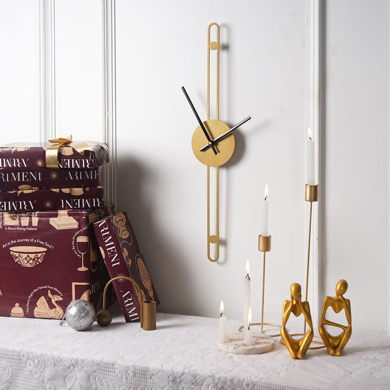 ⁠Nordic Minimalist Gold Needle Wall Clock Gift Box