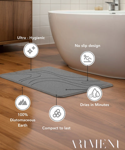 TerraDry Stone Bath Mat - Non-Slip Super Absorbent Diatomaceous Earth Stone Mat