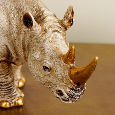 Golden-Horned Rhino Table Accent Gift Box