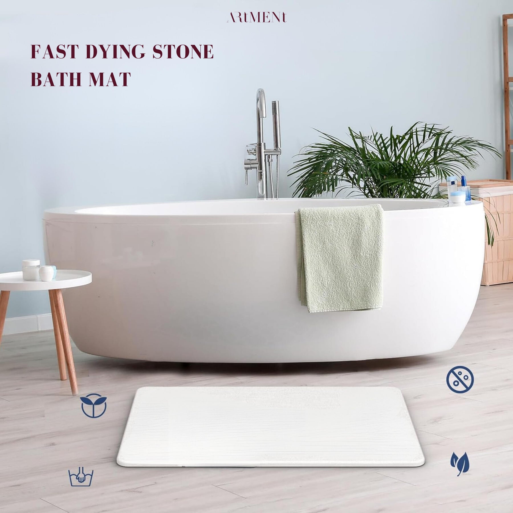 30x20cm Diatomaceous Bath Mat Absorbent Earth Nonslip Fast Drying