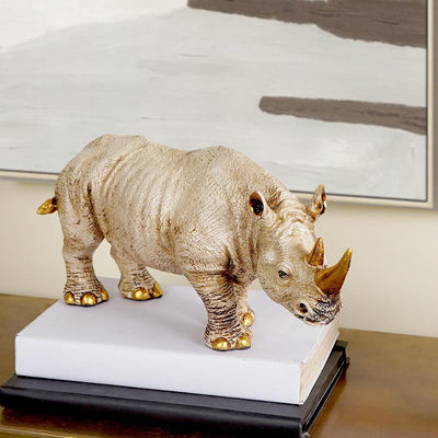 Golden-Horned Rhino Table Accent Gift Box