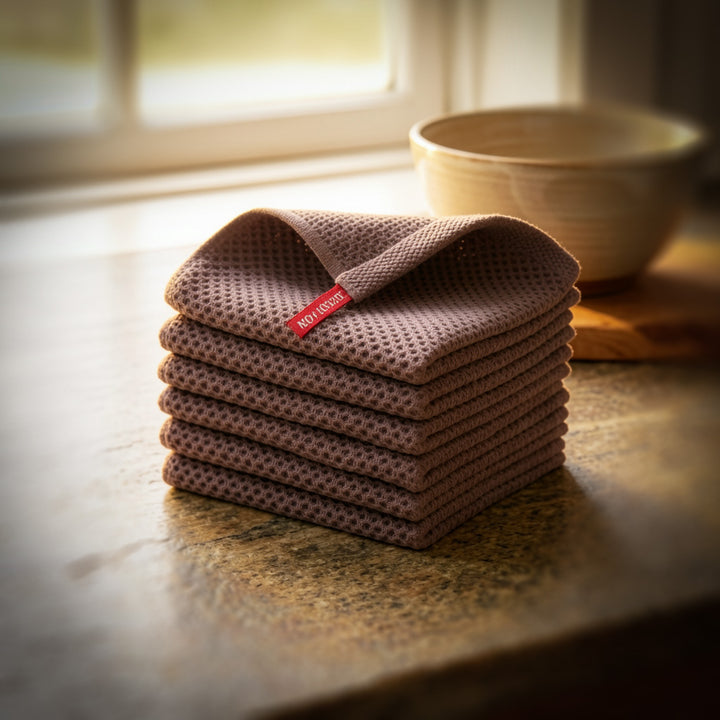 CozyWeave Towels : 100% Cotton Waffle Weave Kitchen Dish Cloth  (Set of 6)