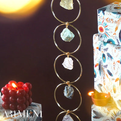 7 Crystal Healing Gemstone Wall Hanging Decor