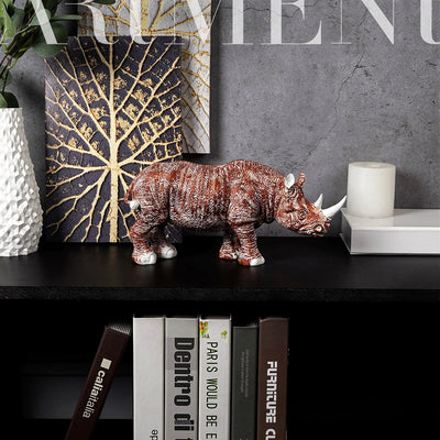 Golden-Horned Rhino Table Accent Gift Box