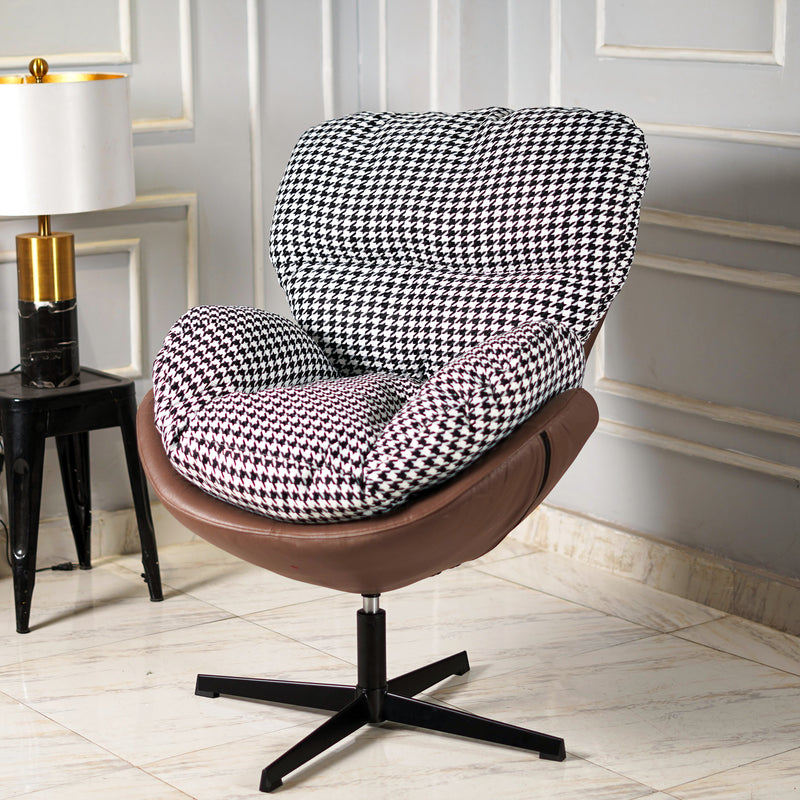 Espresso Marble Swivel Lounge Chair