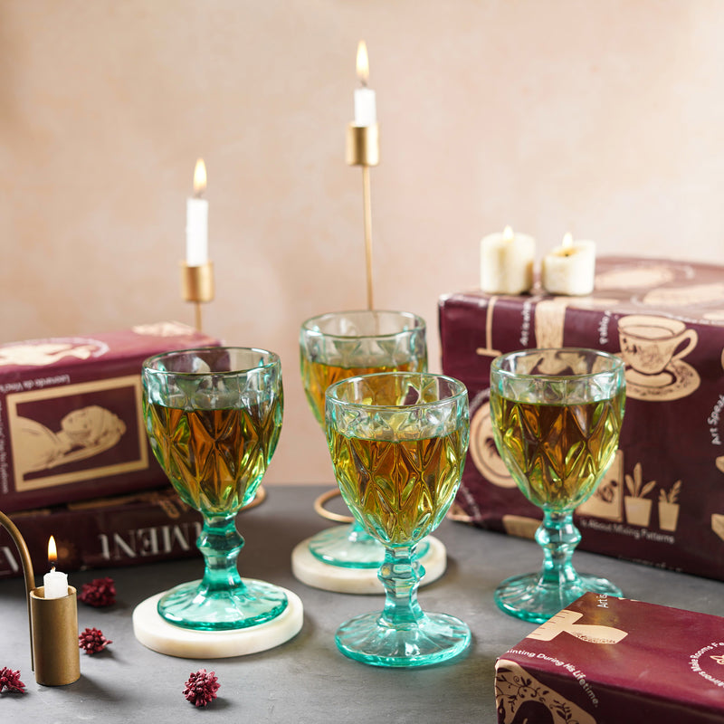 Checked Chalice Wine Goblets Gift Box