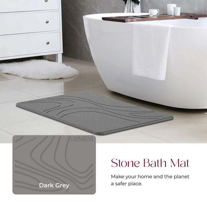 TerraDry Stone Bath Mat - Non-Slip Super Absorbent Diatomaceous Earth Stone Mat