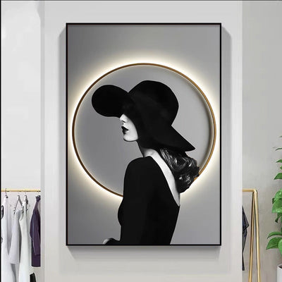 WOMEN IN HAT WALL PAINTING - Smokey Cocktail