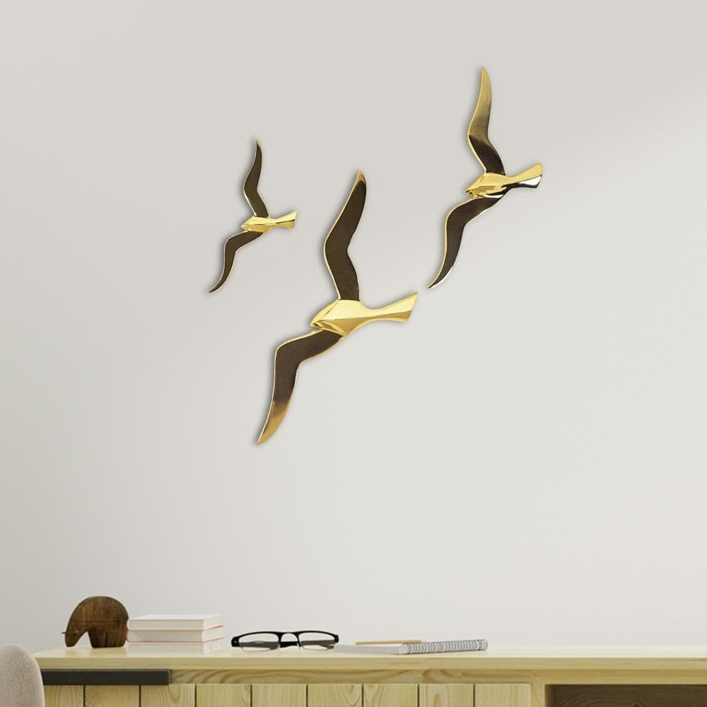 Abstract Golden Birds Wall Decor - The Artment