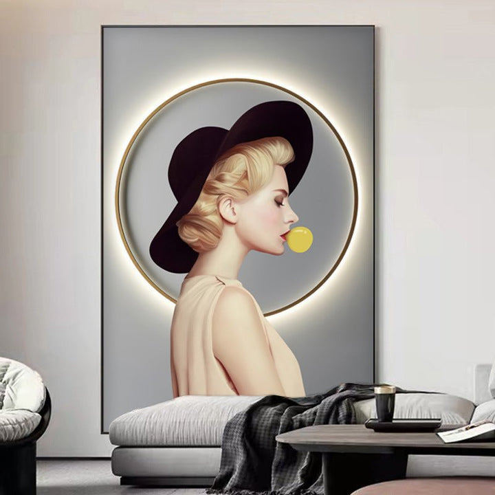 BLONDE BLOWING WALL PAINTING - The Artment