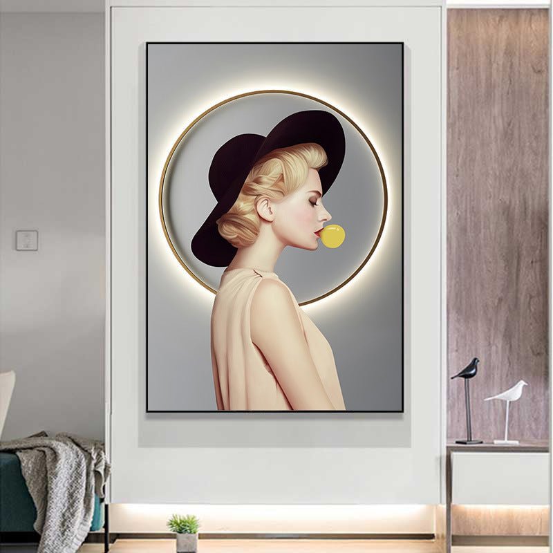 BLONDE BLOWING WALL PAINTING - The Artment