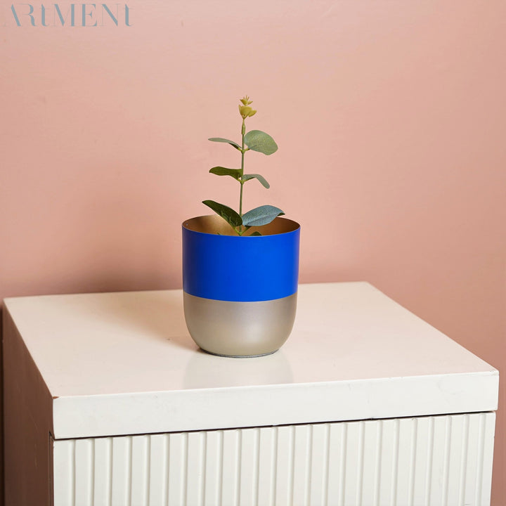 Blue Bliss: The Handcrafted Artistic Metal Planter - The Artment