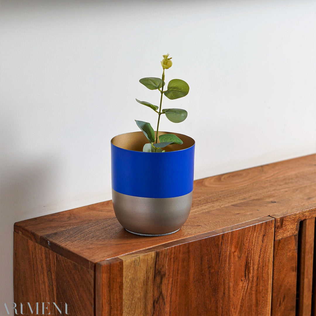 Blue Bliss: The Handcrafted Artistic Metal Planter - The Artment