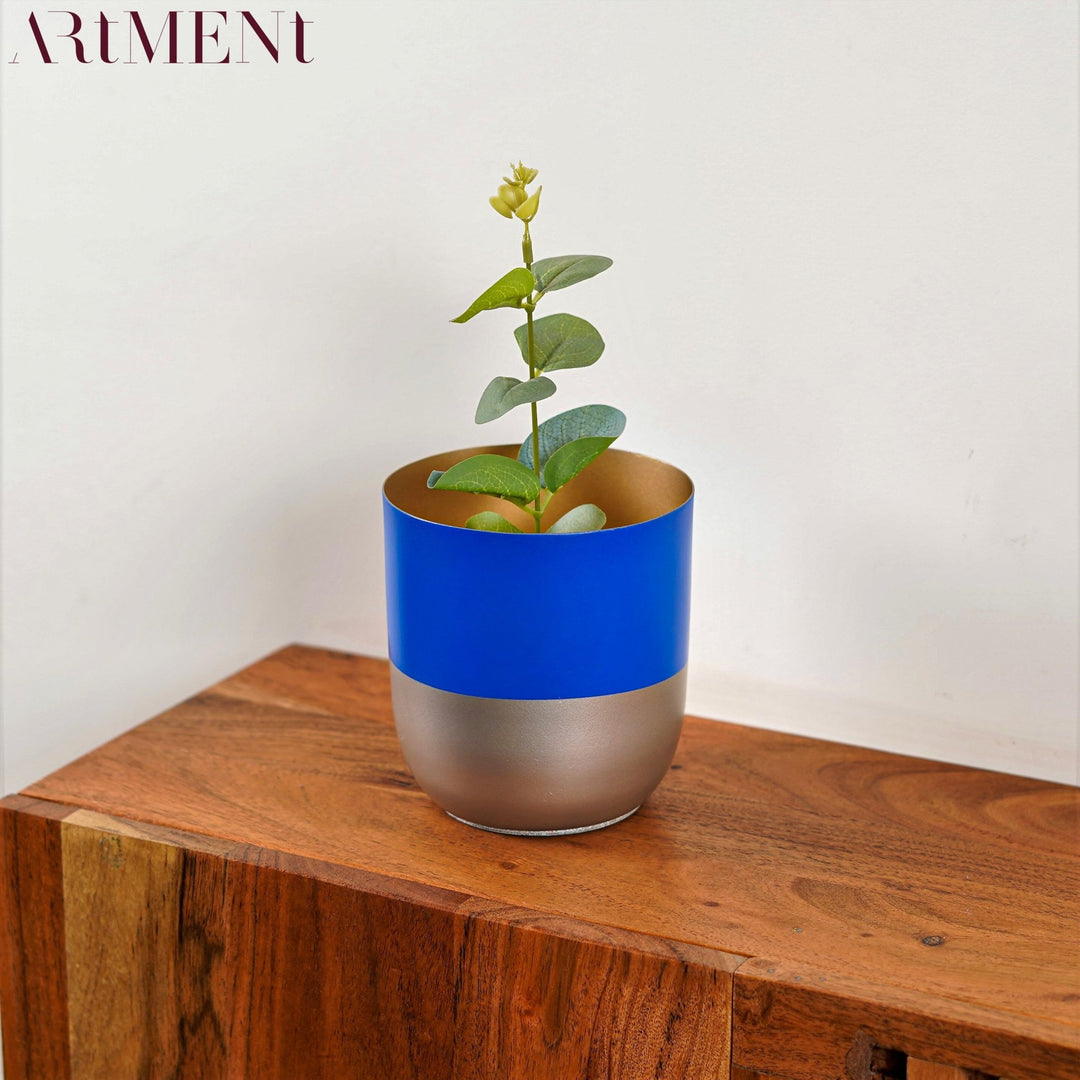 Blue Bliss: The Handcrafted Artistic Metal Planter - The Artment