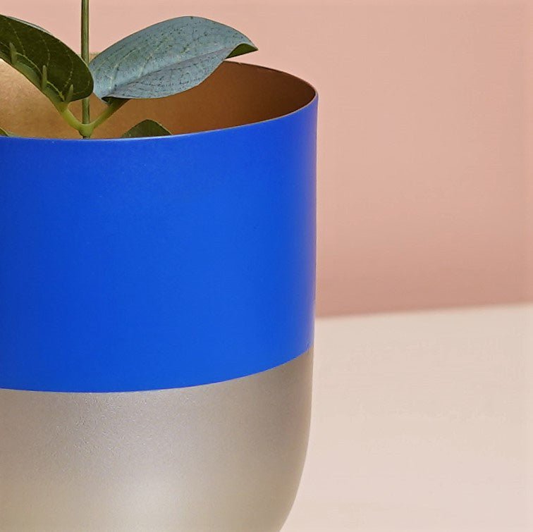 Blue Bliss: The Handcrafted Artistic Metal Planter - The Artment