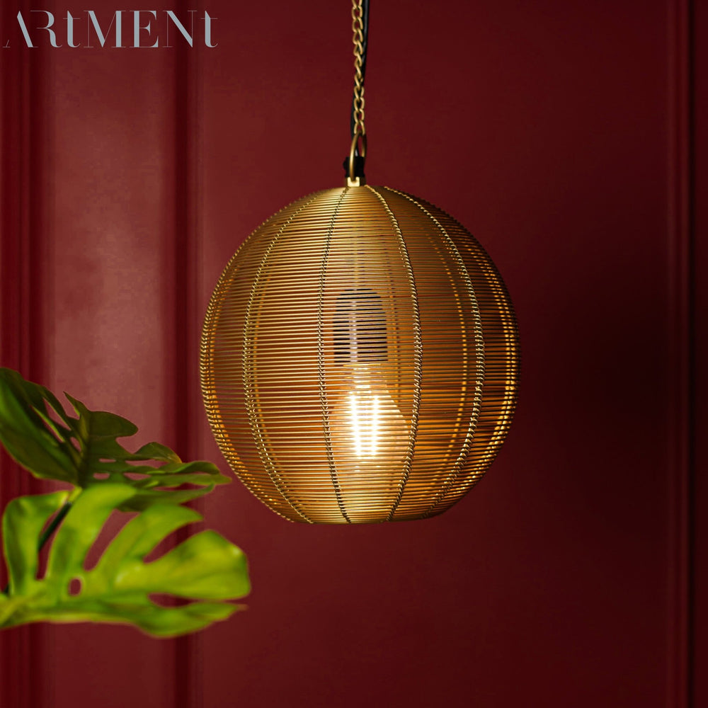 Bohemian Golden Radiance Round Metal Pendant Lamp - The Artment