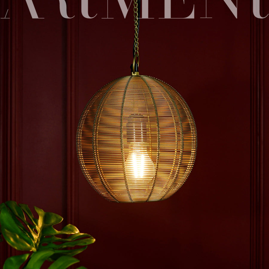 Bohemian Golden Radiance Round Metal Pendant Lamp - The Artment