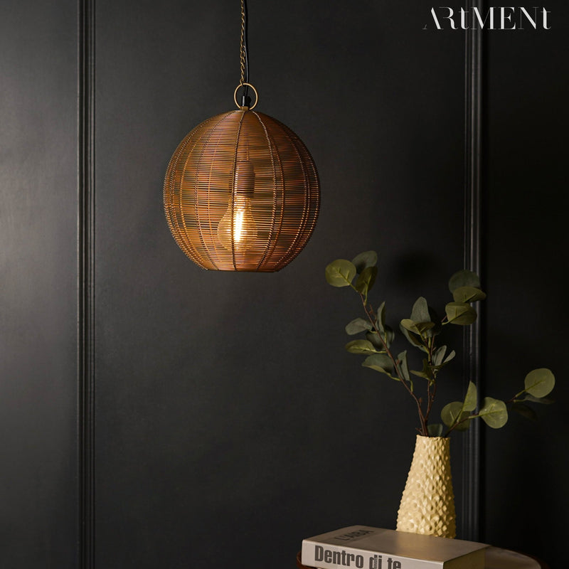 Bohemian Golden Radiance Round Metal Pendant Lamp - The Artment