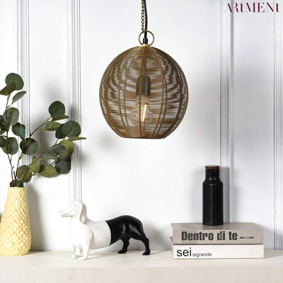 Bohemian Golden Radiance Round Metal Pendant Lamp - The Artment