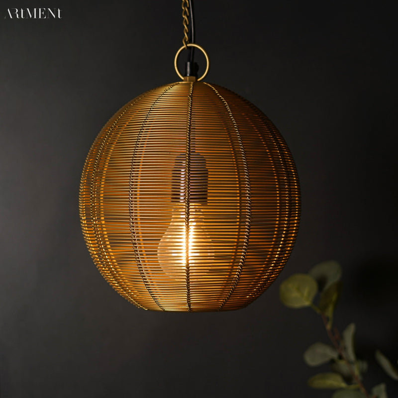 Bohemian Golden Radiance Round Metal Pendant Lamp - The Artment