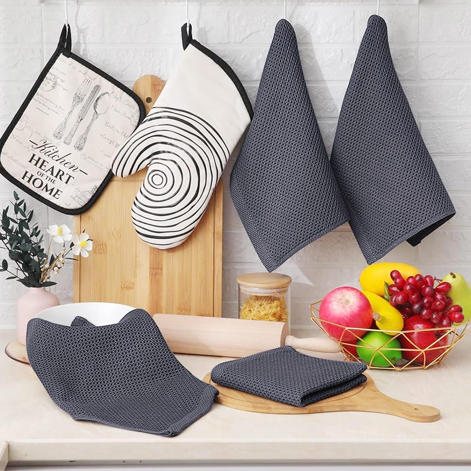 CozyWeave Towels 100 Cotton Waffle Weave Kitchen Dish Cloth Set of The Artment
