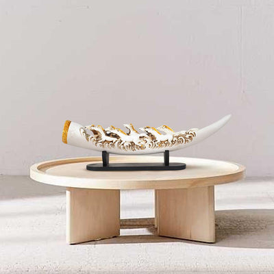 Eight Running Horses Carved In Tusk | Feng Shui Table Accent Gift Box - The Artment