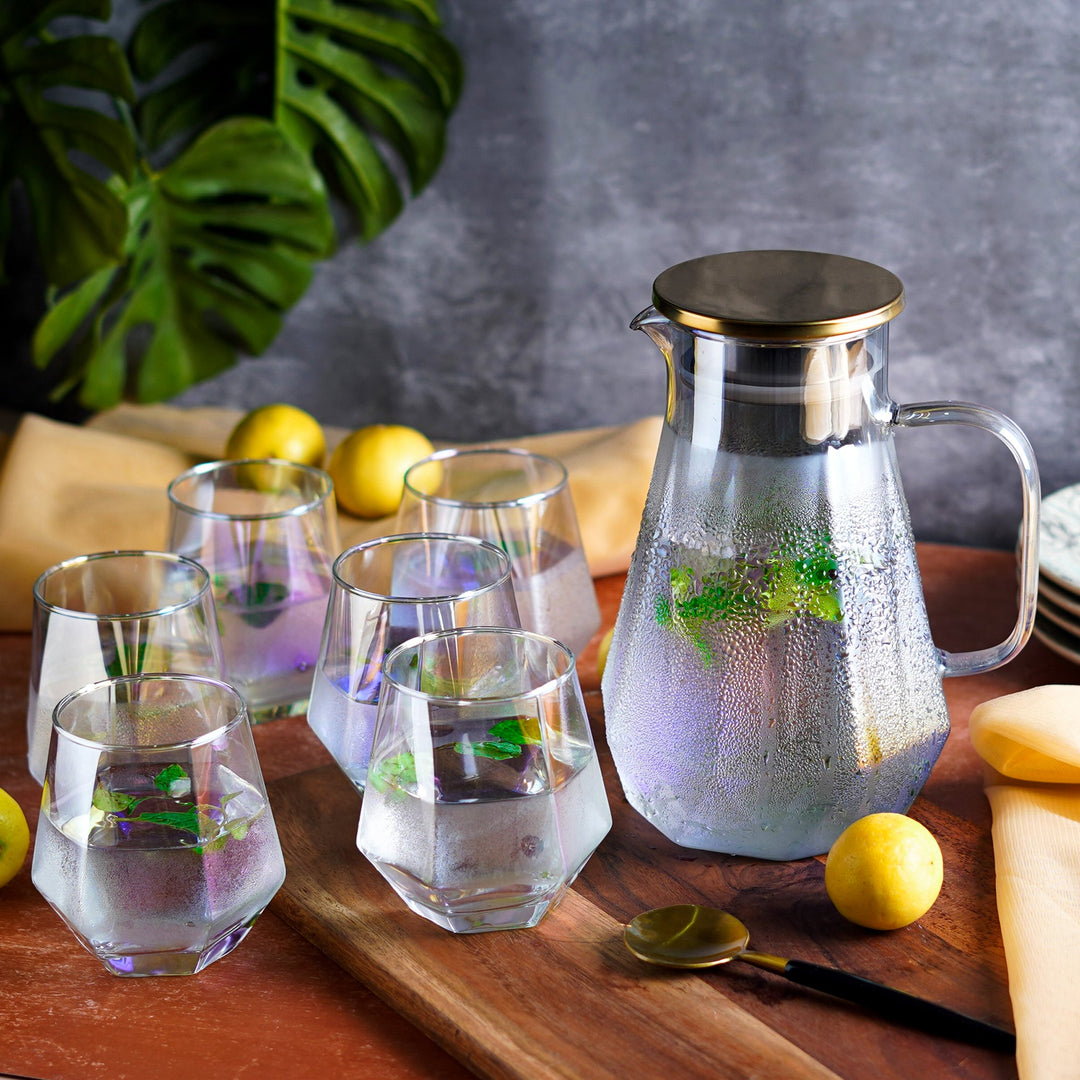 EtherealHexa Borosilicate Drinkware Set (Set of 7) - The Artment