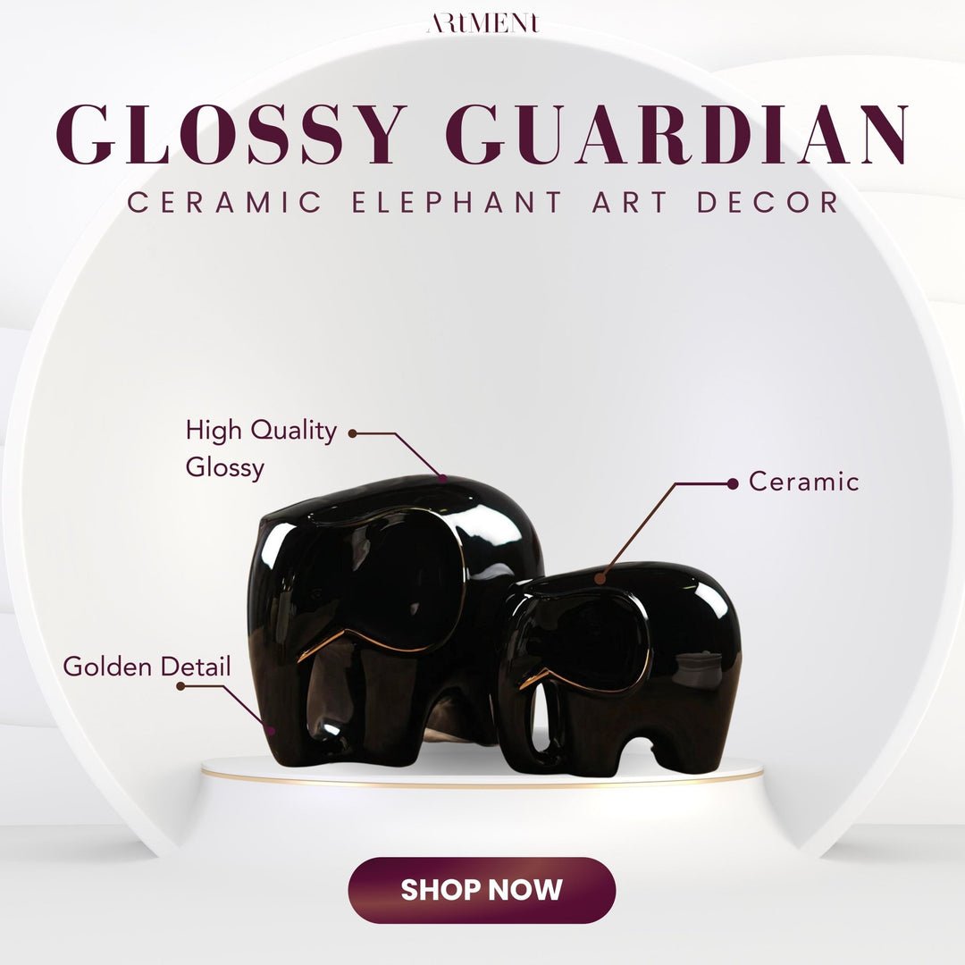 Glossy Guardian: Ceramic Elephant - The Artment