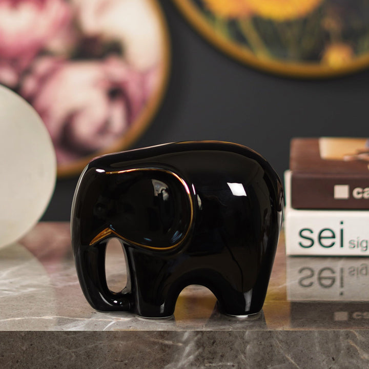 Glossy Guardian: Ceramic Elephant - The Artment