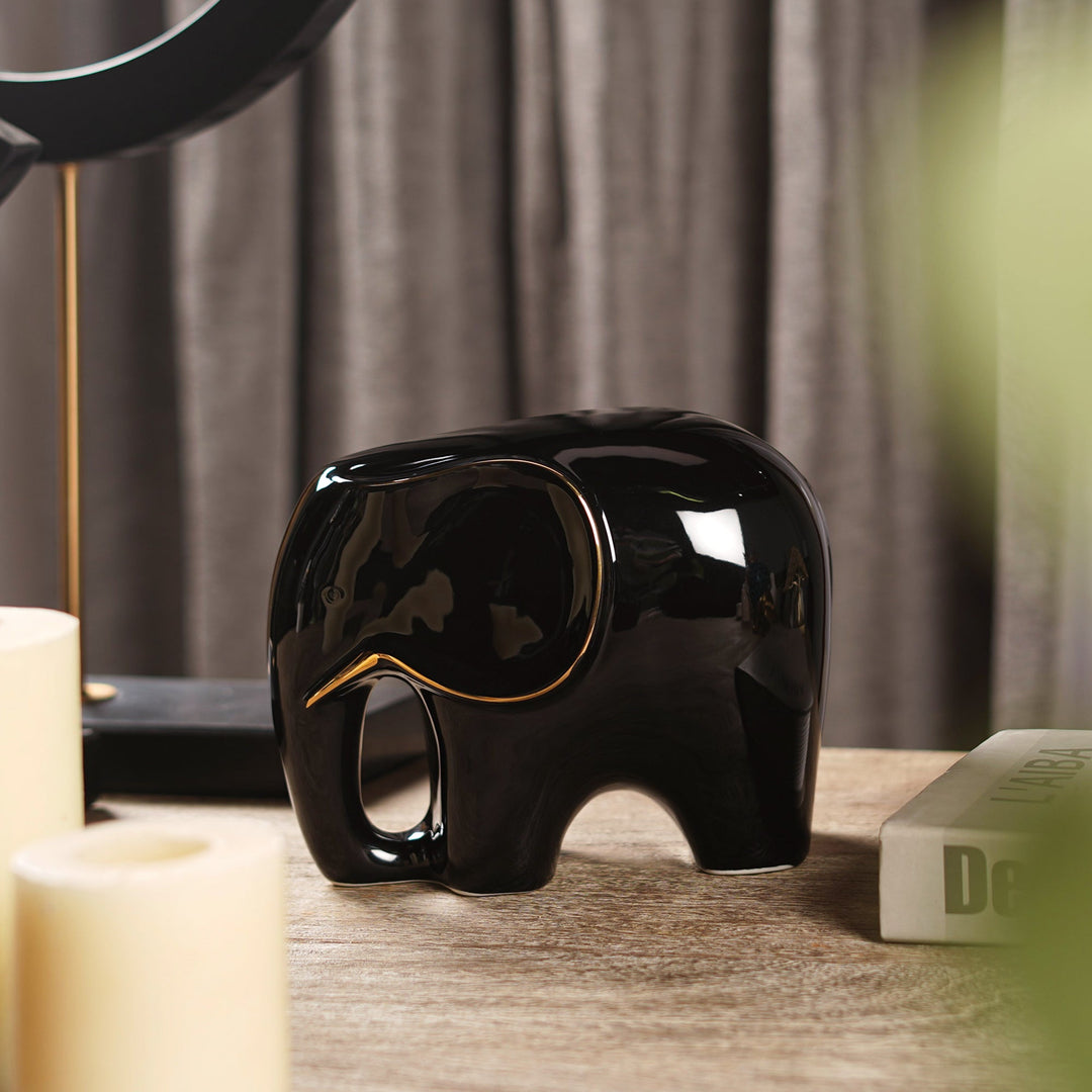 Glossy Guardian: Ceramic Elephant - The Artment