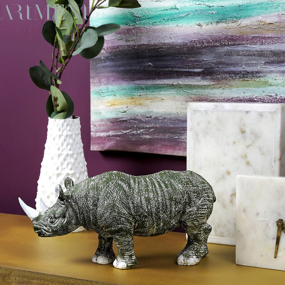 Golden - Horned Rhino Table Accent - The Artment