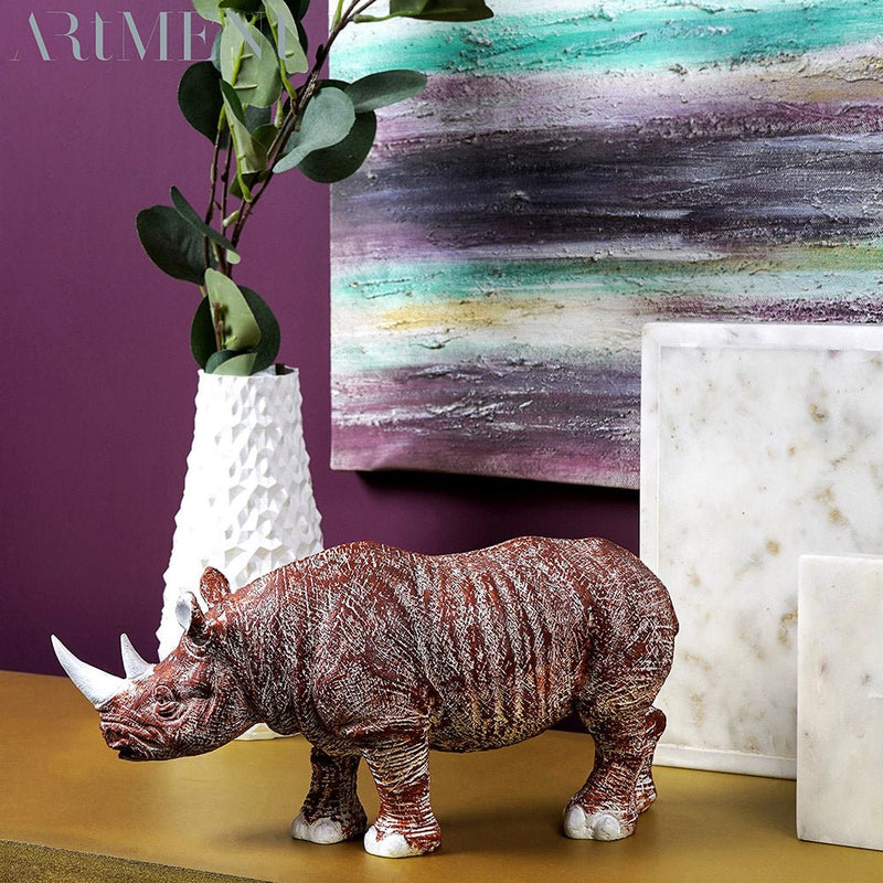 Golden - Horned Rhino Table Accent - The Artment