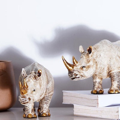 Golden - Horned Rhino Table Accent - The Artment