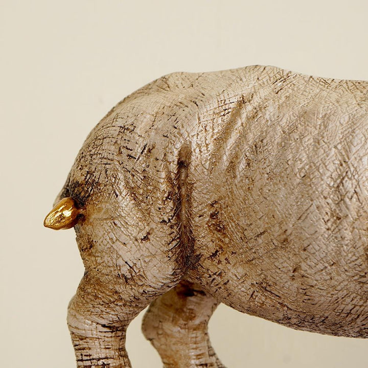 Golden - Horned Rhino Table Accent - The Artment