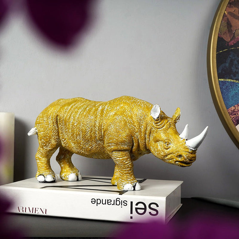 Golden - Horned Rhino Table Accent - The Artment