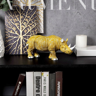 Golden - Horned Rhino Table Accent - The Artment