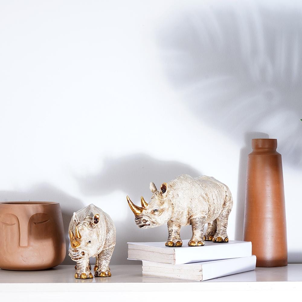 Golden - Horned Rhino Table Accent - The Artment