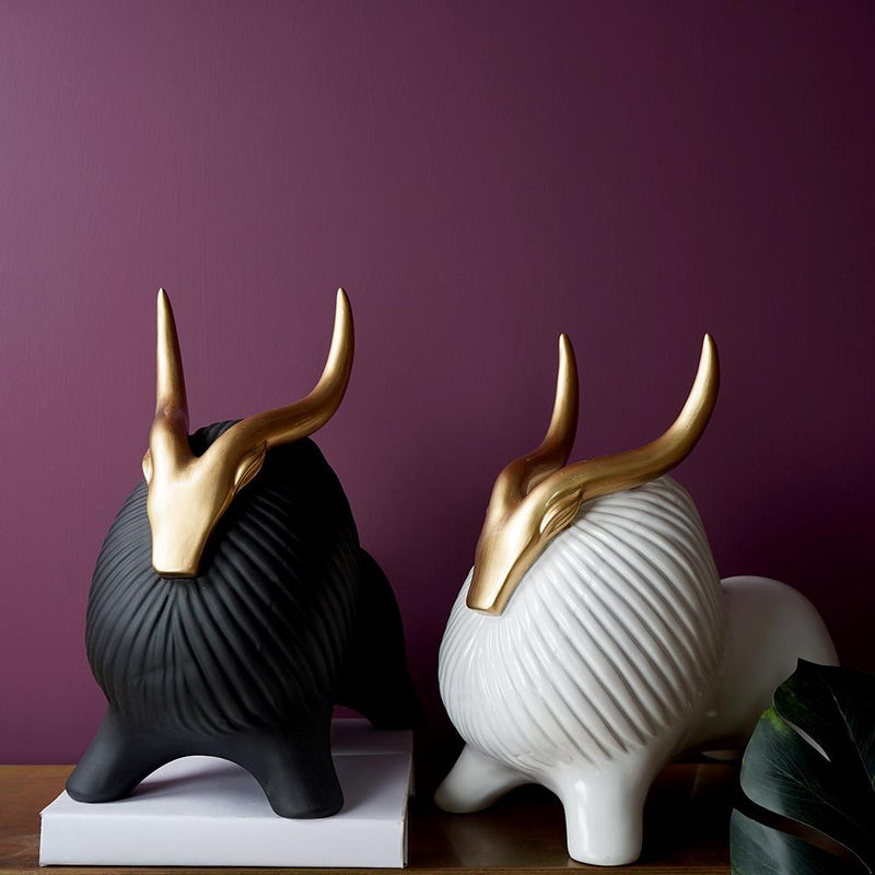 Golden Horned Yak Table Accent - The Artment