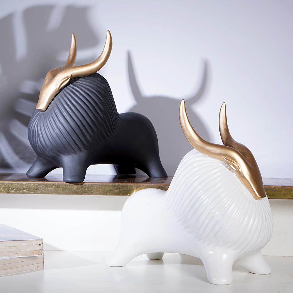 Golden Horned Yak Table Accent - The Artment