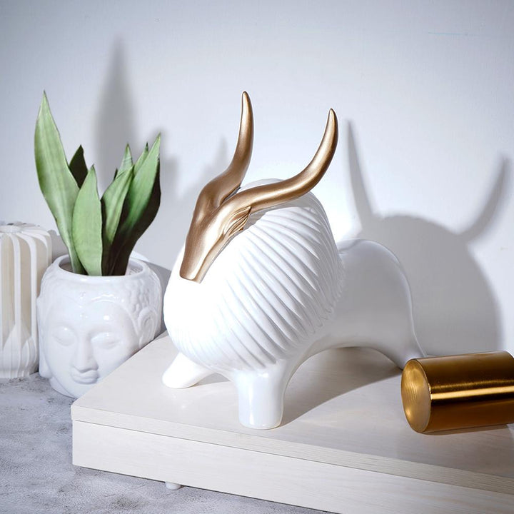 Golden Horned Yak Table Accent - The Artment