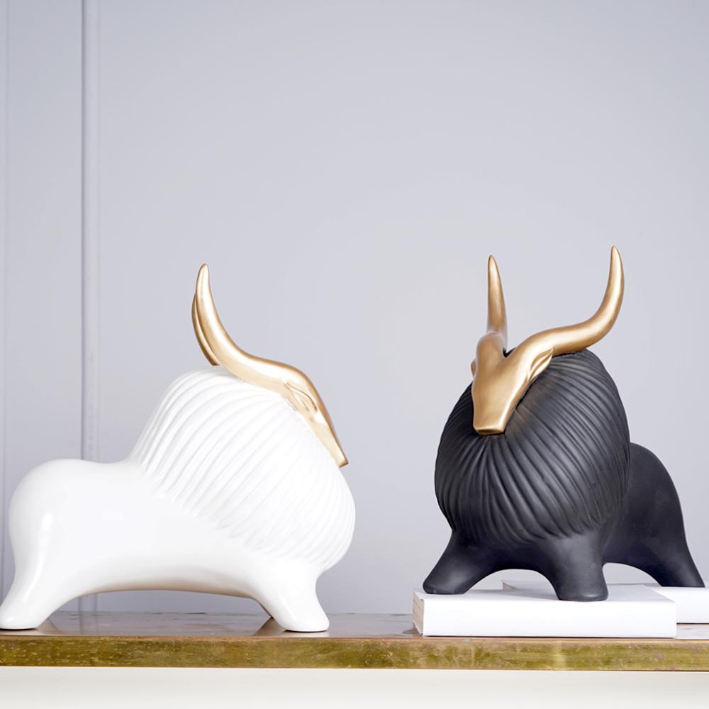 Golden Horned Yak Table Accent - The Artment