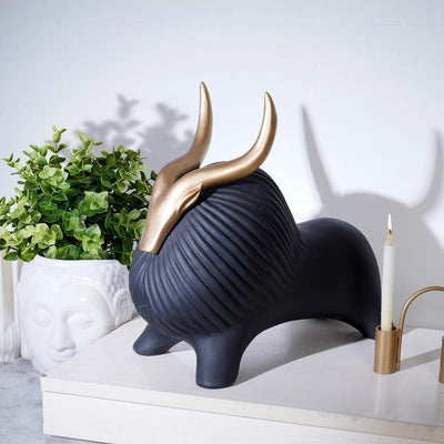 Golden Horned Yak Table Accent - The Artment