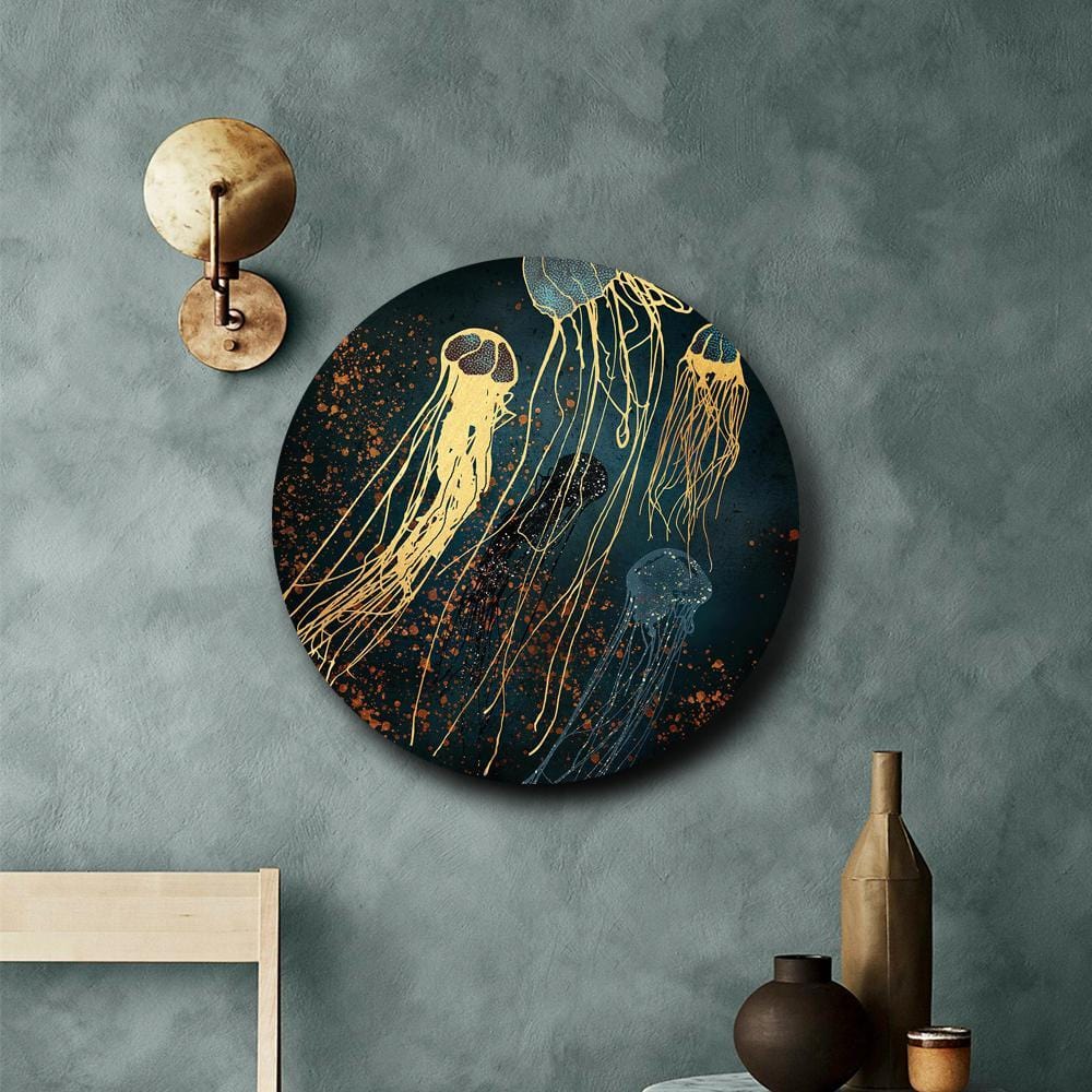 Golden Sea Jellies Canvas (Matte Finish) - The Artment