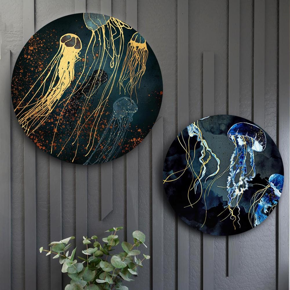 Golden Sea Jellies Canvas (Matte Finish) - The Artment