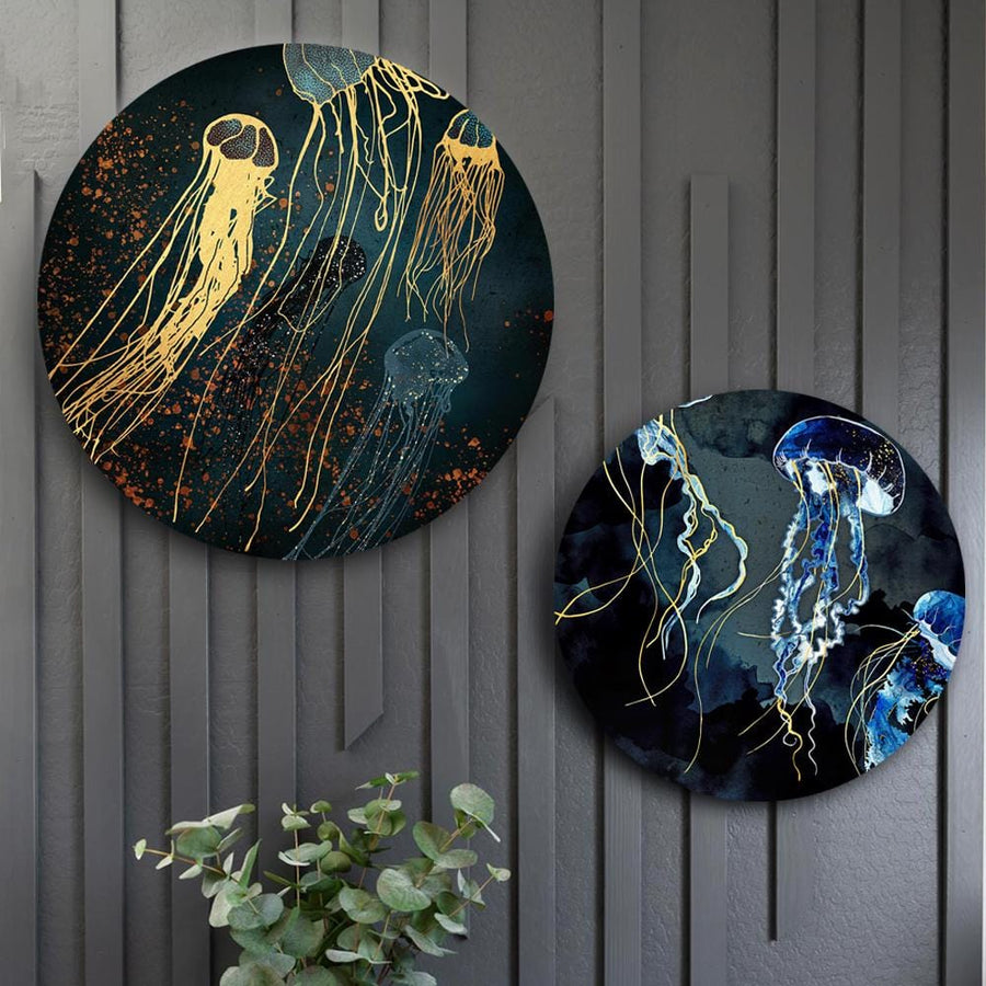 Golden Sea Jellies Canvas (Matte Finish) - The Artment