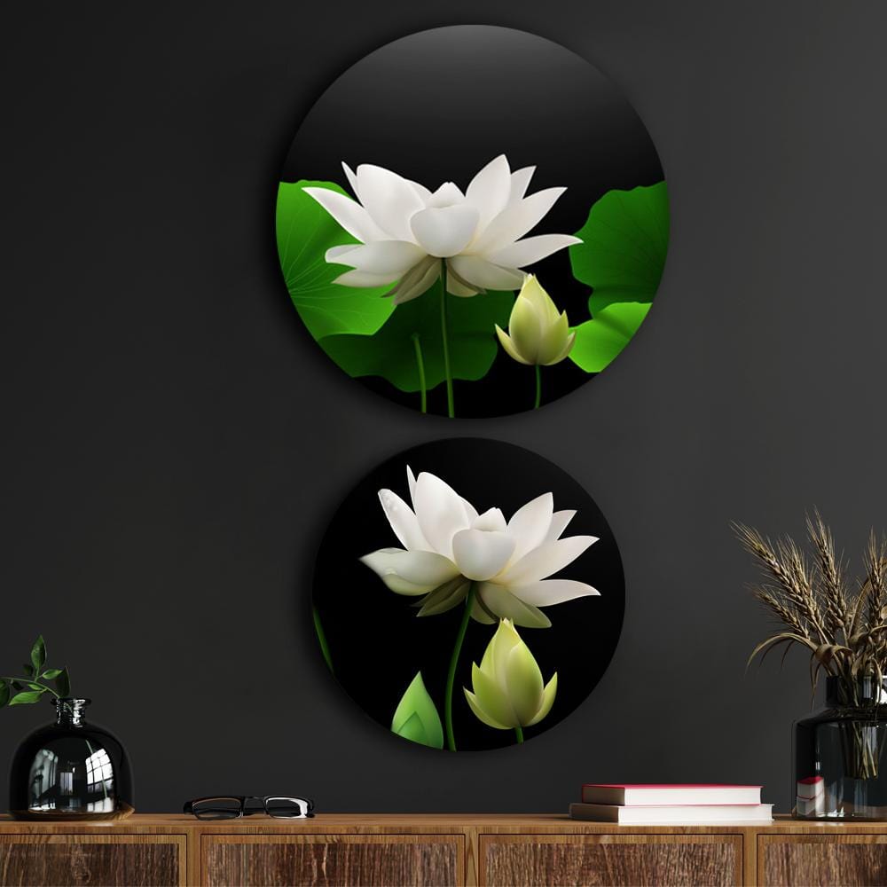 Gracefully White Lotus Canvas (Matte Finish) - The Artment