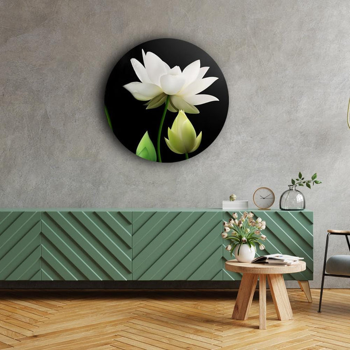 Gracefully White Lotus Canvas (Matte Finish) - The Artment