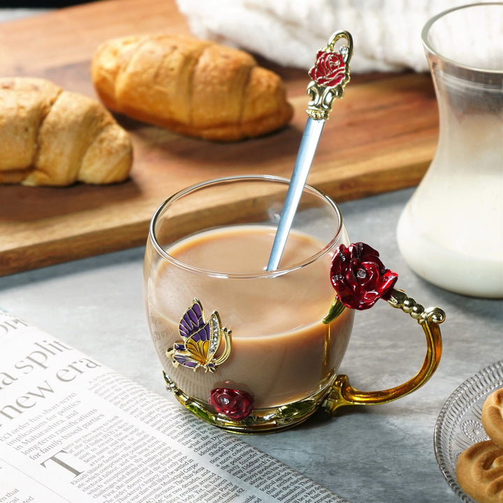 Luxury Crystal Paradise Glass Mug (With Spoon) - The Artment