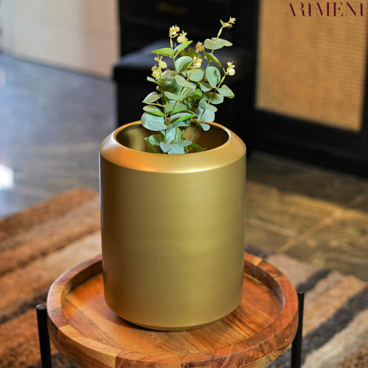 small gold plant pot Minimal Golden Garden Metal Planter – The Artment